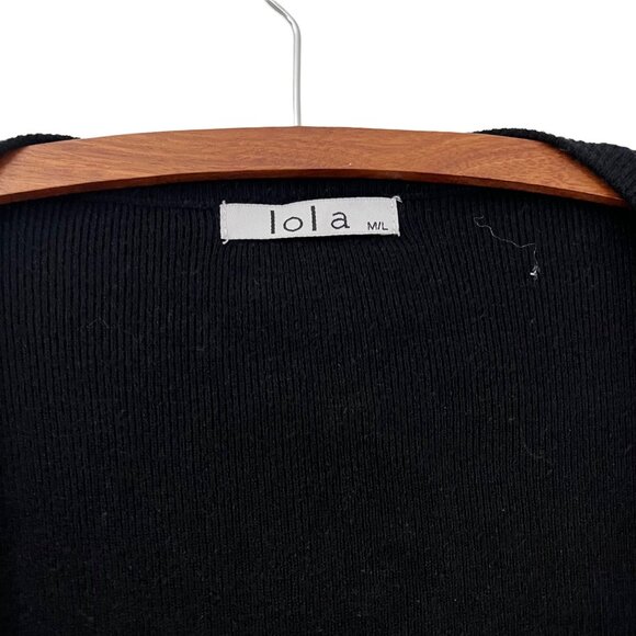 Lola Womens Black Floral Embroidered Lace Viscose Soft Open Cardigan Sweater M/L - Picture 3 of 6